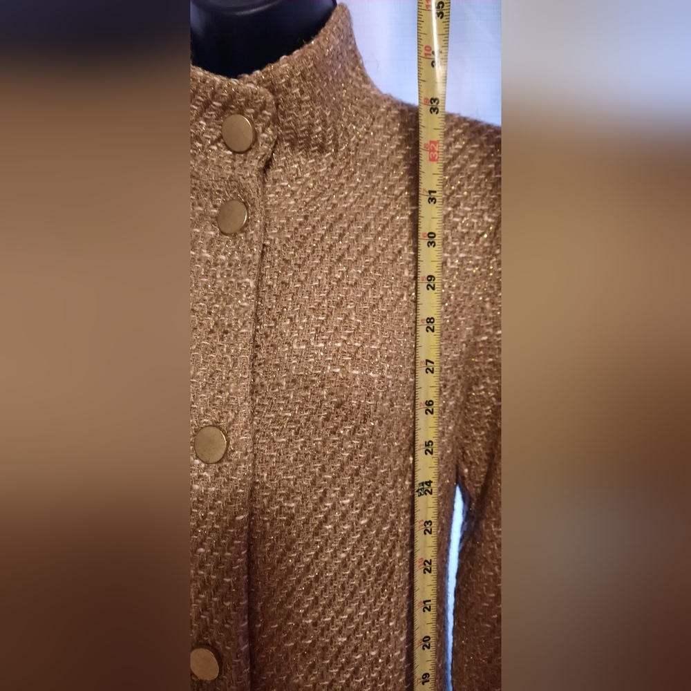 Banana Republic Women's Gold Textured Teddy Coat - Picture 6 of 13